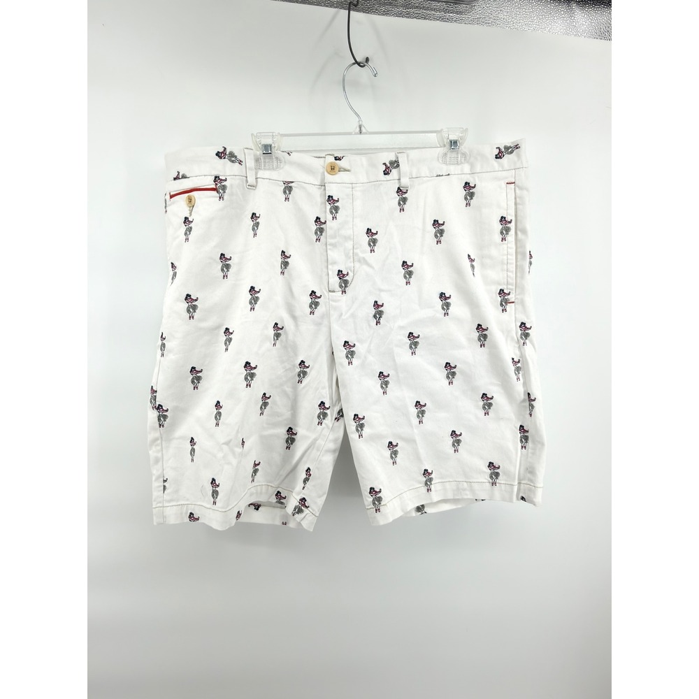 Tommy‎ Bahama Waikiki Hula Girls Embroidered Shorts Mens 40 White Cotton Chino